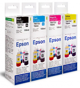 Чернила Epson, Revcol, серия L, оригинальная упаковка, комплект 4 цвета, Dye, 100 мл.